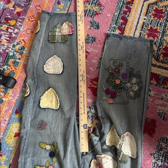 Blue Velvet lightweight patchwork heart embroidered jeans medium nwt - Picture 13 of 13